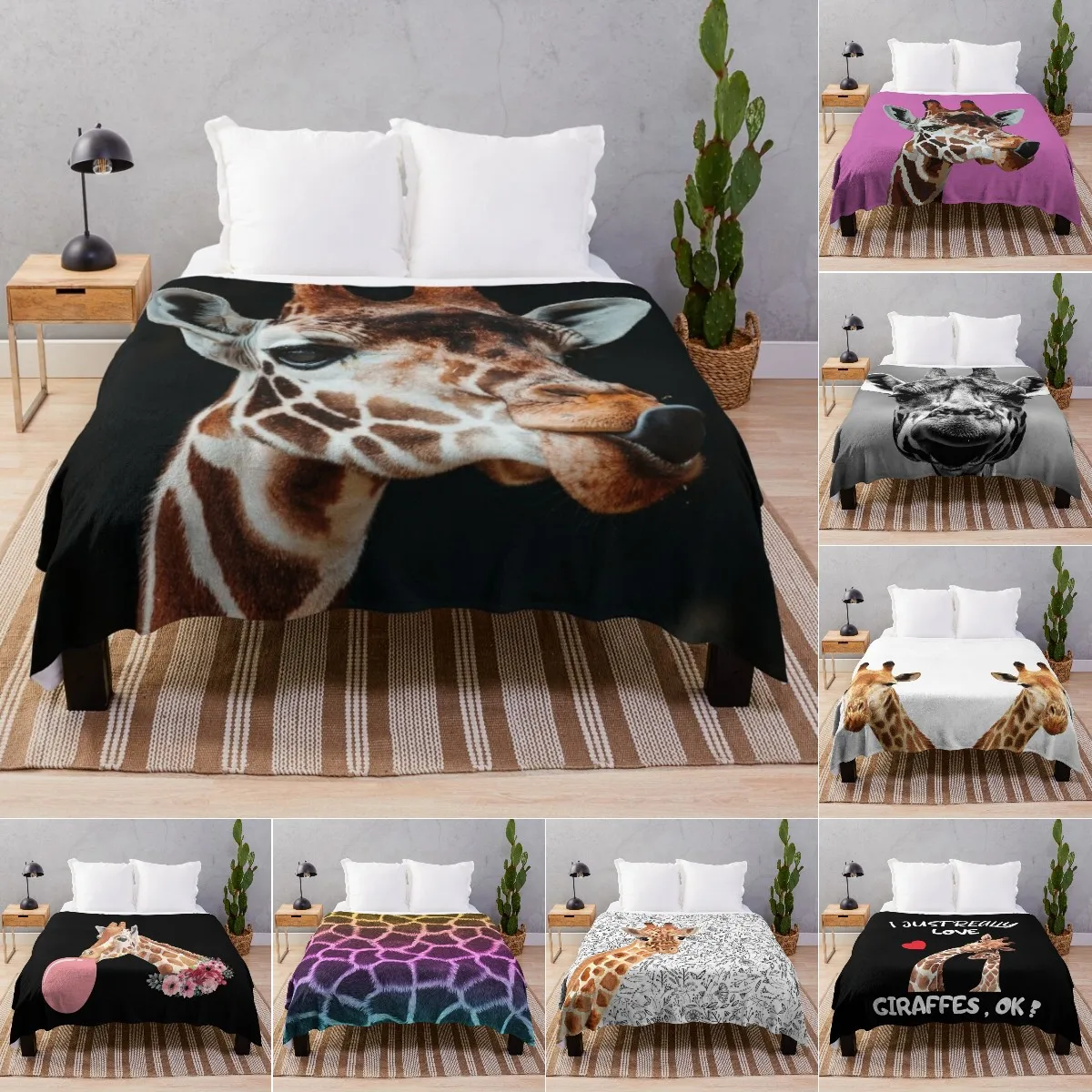 Giraffe Flannel Fleece Throw Blanket Living Room/Bedroom/Sof