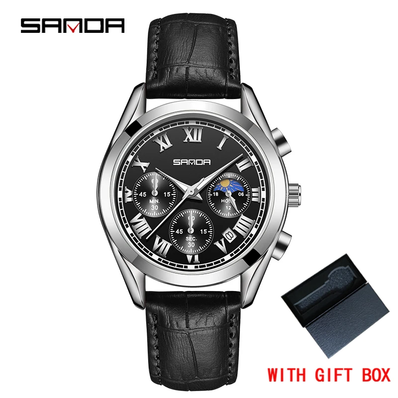 

SANDA Men Watche Top Brand Luxury Sports Three Eyes Six Hands Chronograph Watch Waterproof Calendar Men's Quartz Watch 5012