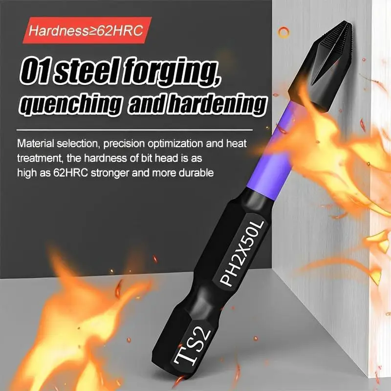 

NEW 6pcs Non-slip Cross Screwdriver Set Magnetic Batch Head Magnetic Batch Head Impact Screw Driver Bit 25/50/65/70/90/150mm