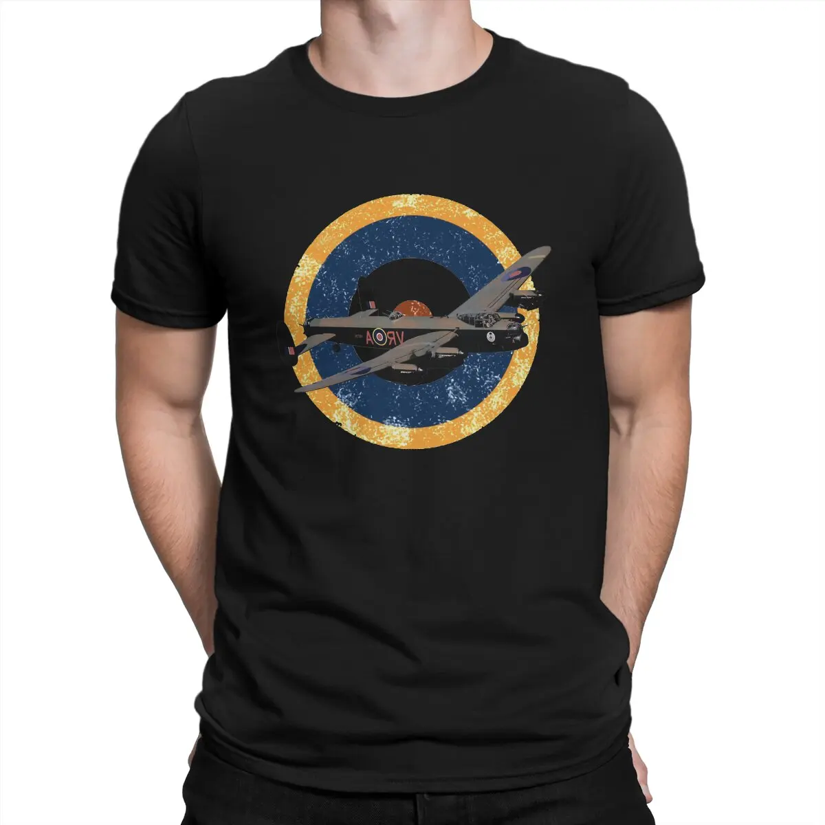 

Men's T-Shirts RAF BRITISH AVRO LANCASTER WW2 BOMBER PLANE Casual Cotton Tees Short Sleeve Airplane Lover T Shirt