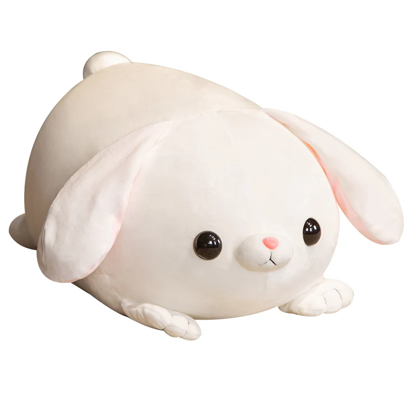 

45/55CM Kawaii Cute Rabbit Lying Long Ear Bright Eyes Fat Fullfil Bunny Decompression Plush Backrest Gifts