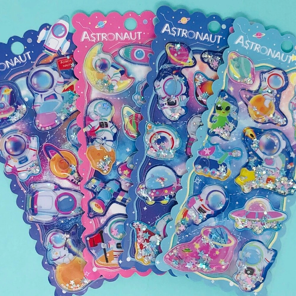 

1 Sheet Random Cute Astronaut Sticker Filled with Confetti for Notebook, Phone, Laptop DIY Craft Decoration, Kawaii Gift