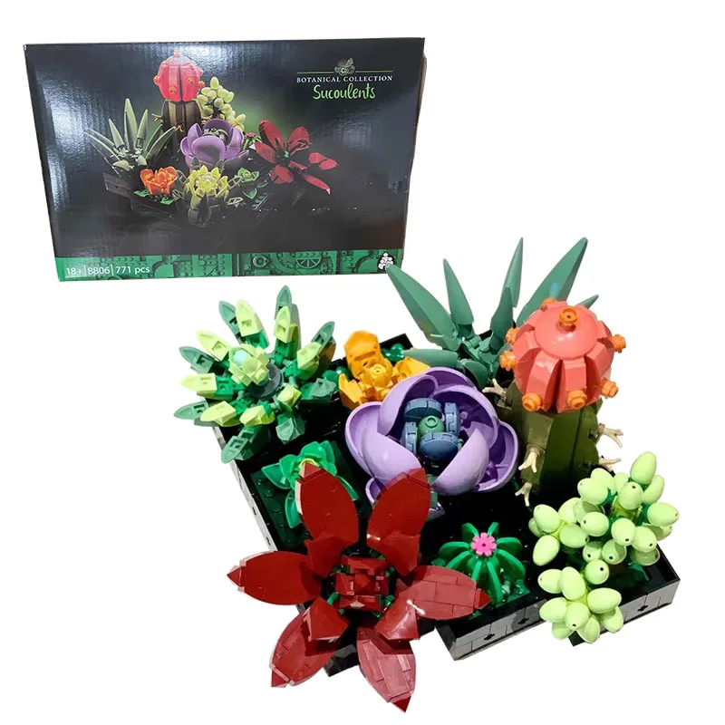10309 Succulents Artificial Plants Bird of Paradise Flowers Bouquets Plants Building Blocks Home Decor Bricks Toy Adults Gifts