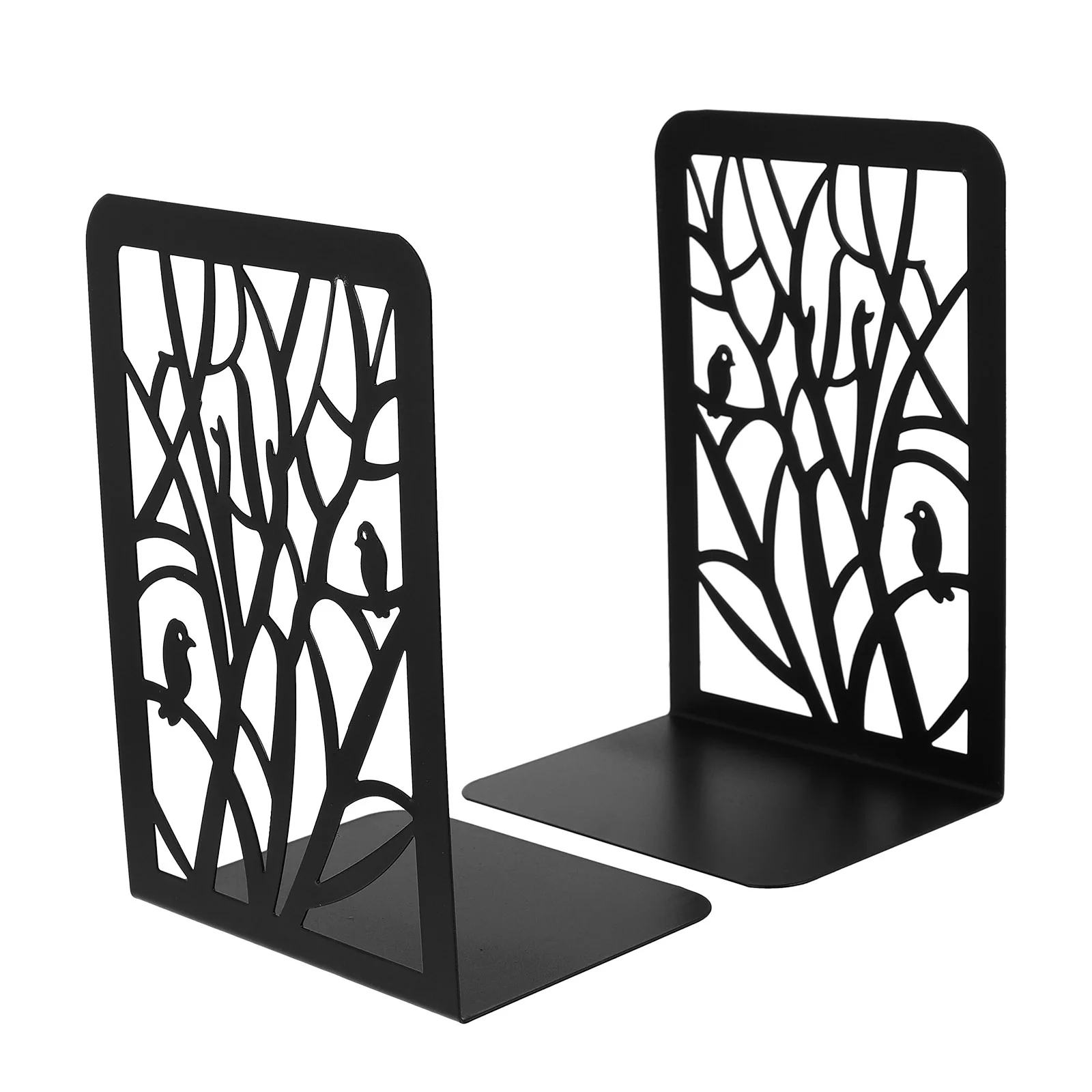 

2 Pcs Metal Tree Shadow Bookend Storage Rack Support Childrens Bookshelf Vintage Office Shelves Material Bookends