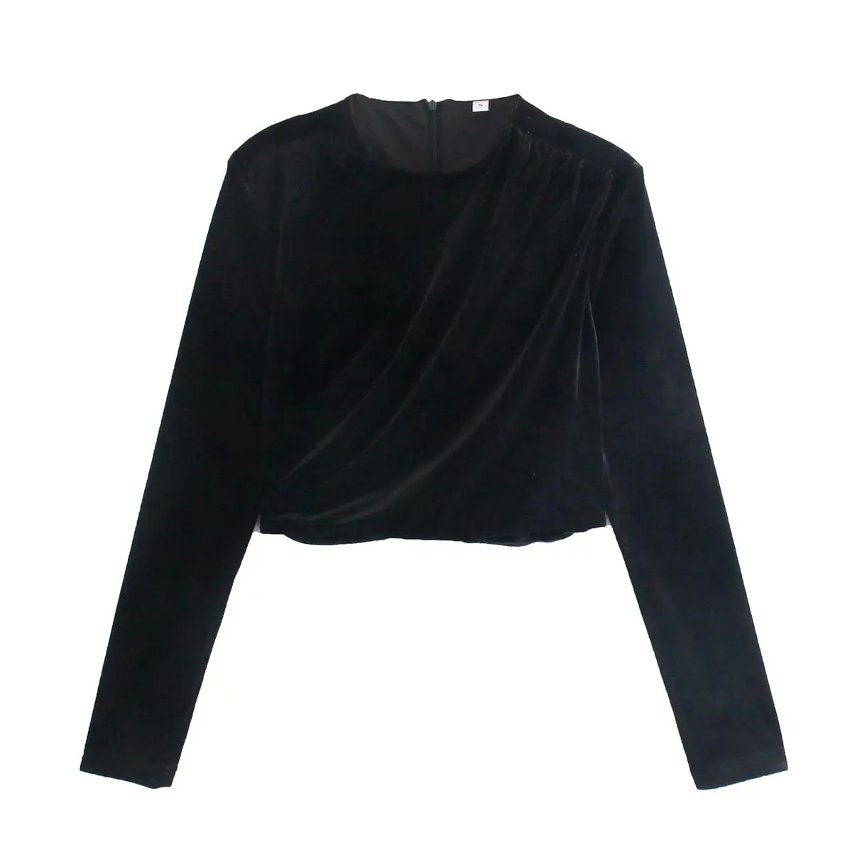 Женский бархатный свитер на молнии с круглым вырезом