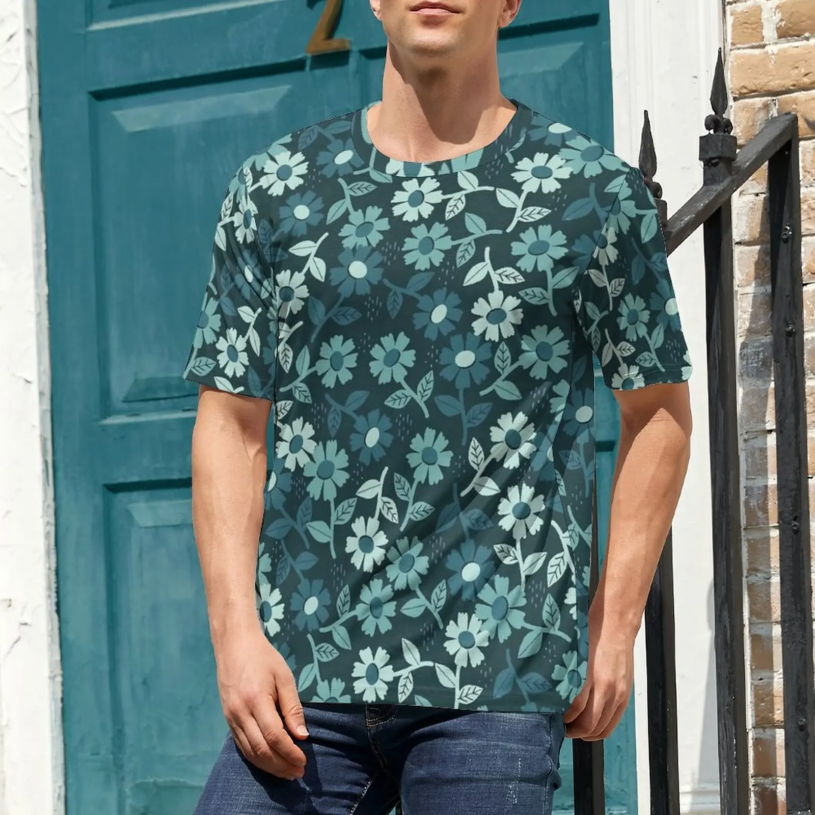 Оригинальная футболка джинсовые футболки с цветочным принтом в стиле ретро