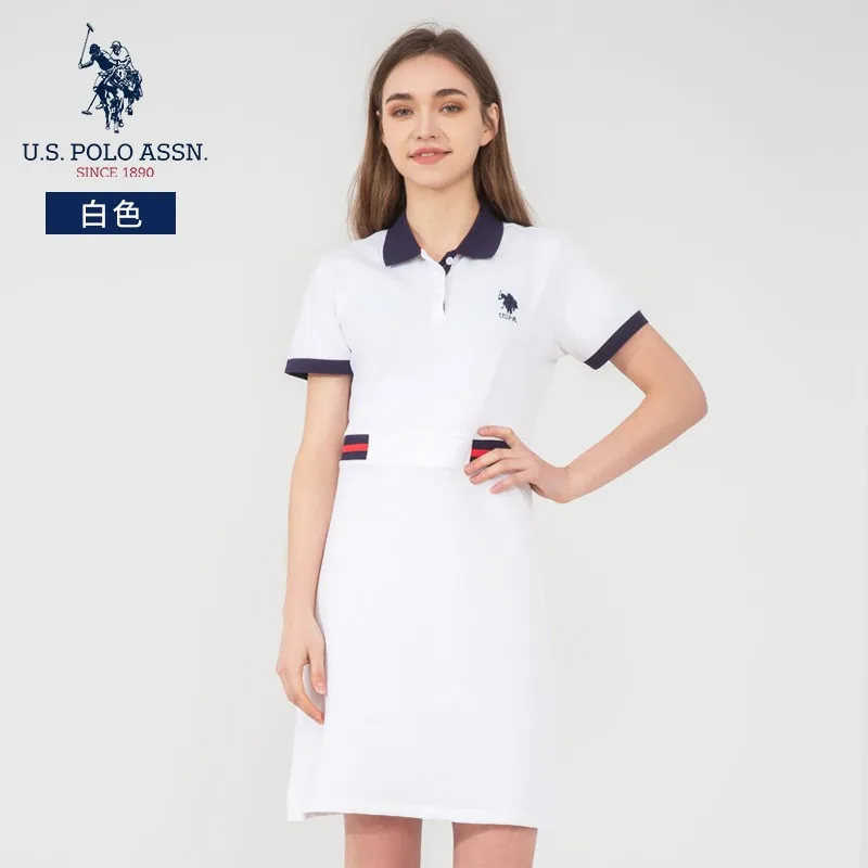 Хлопковое женское Повседневное платье поло с вышивкой поясом |