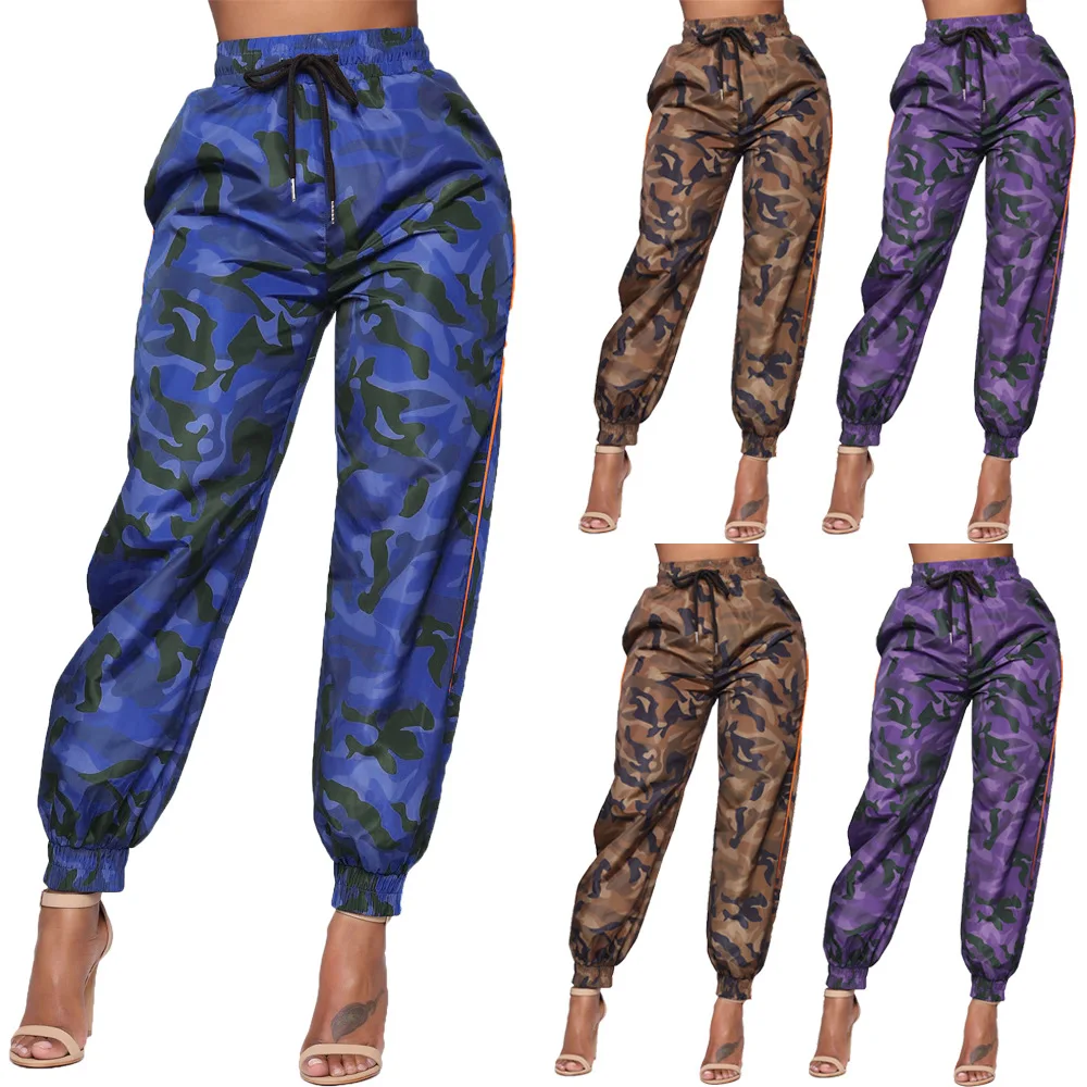 

European and American Hot Fashion Camouflage Elastic Waist Three-Color Harem Pants Women's Casual Pants Sweatpants women