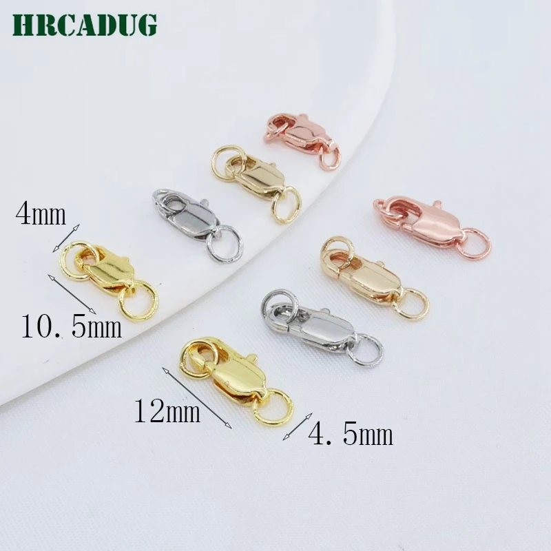 18K Gold Plated Fishtail End Clasps Double Close Rings For DIY Bracelet Necklace Jewelry Making Supplies Loose Finishing Buckle