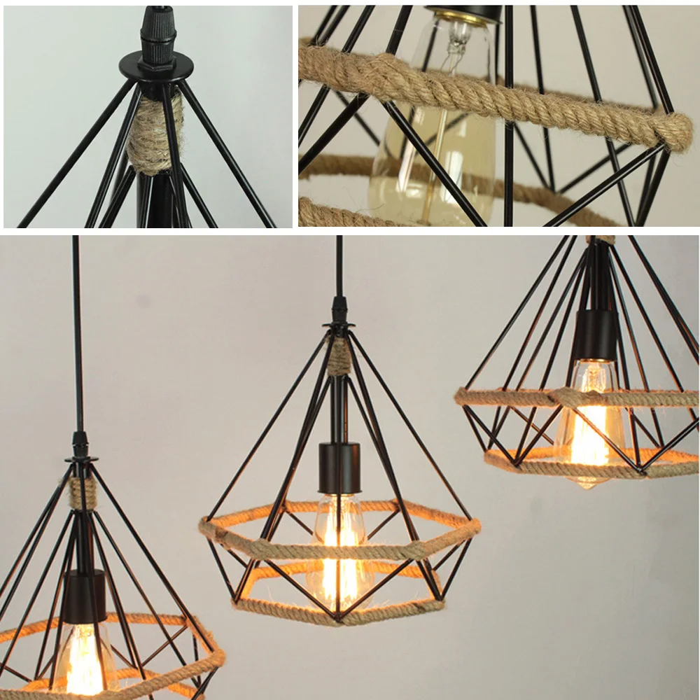 Vintage Industrial Pendant Lights Hanging Lamp Modern Nordic Black Iron Cage Retro Loft Metal Lamps Edison E 27 Indoor Lighting |