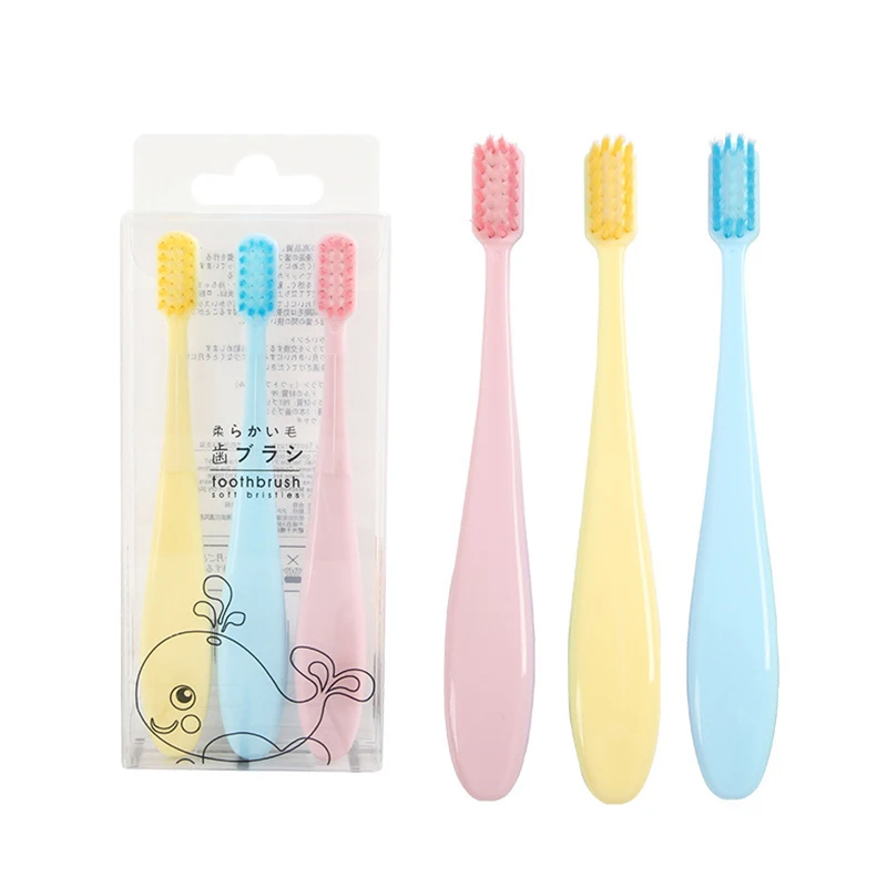 

3Pcs/Set Sweet Candy Color Children Toothbrush Non-Slip Fatty Handle Small Head Soft Bristle Kids Training Tooth Brush Oral Care