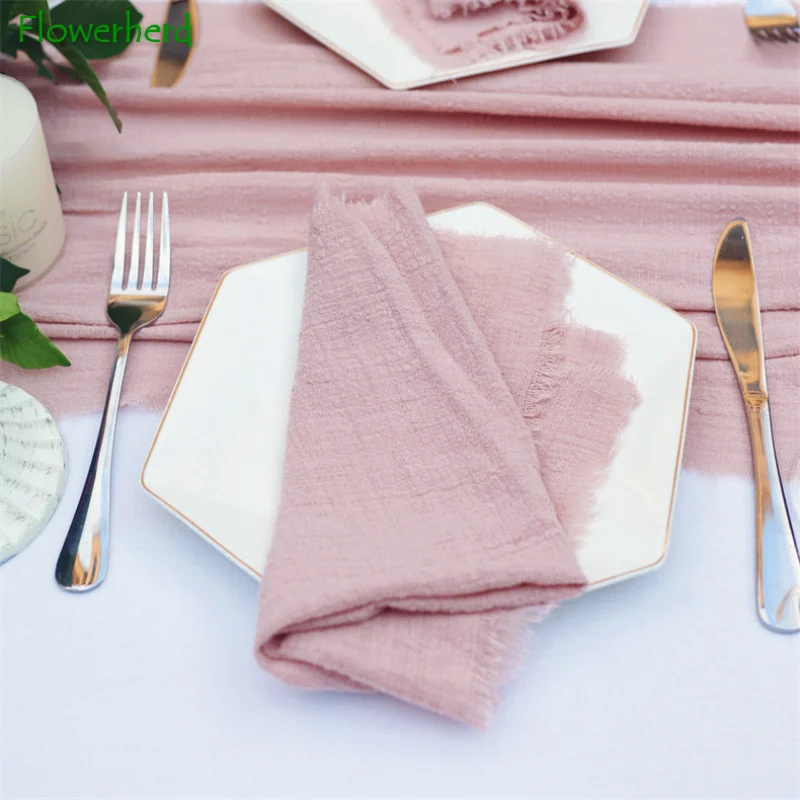 

4pcs/lot Cotton Napkin Raw Edge Wedding Party Cloth Dinner Table Decoration Cotton Table Flag Food Shooting Background