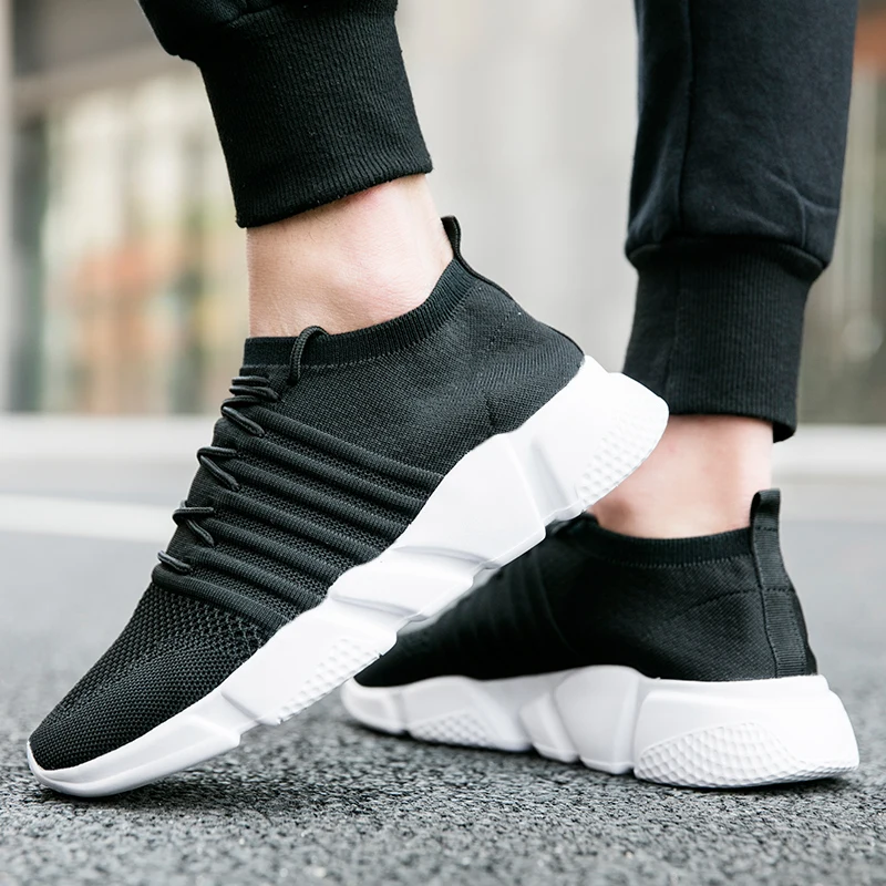 Fashion Black Sock Shoes Sneakers For Men Mesh Light Unisex Running Shoes Big Size Outdoor Walking Athletic Shoes tenis masculin