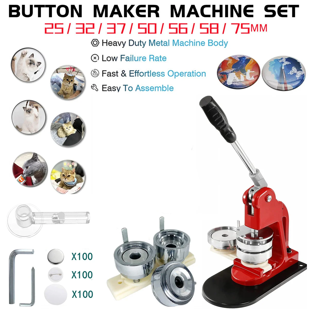 Аппарат для изготовления кнопок набор значков сделай сам с 100 шт. деталей +