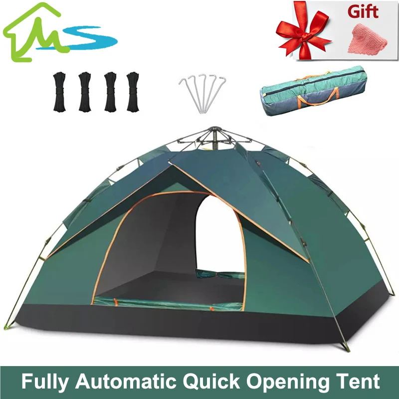 Outdoor Automatic Quick Open Tent Rainfly Waterproof Camping Tent Family Llightweight Instant Setup Tent with Carring Ba
