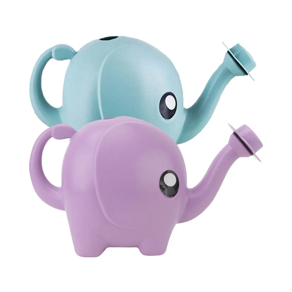 

2 Pcs Pictograph Watering Can Flower Pot Plastic Kettle Household Spray Bottle Elephant Design Cartoon Long Spout Child