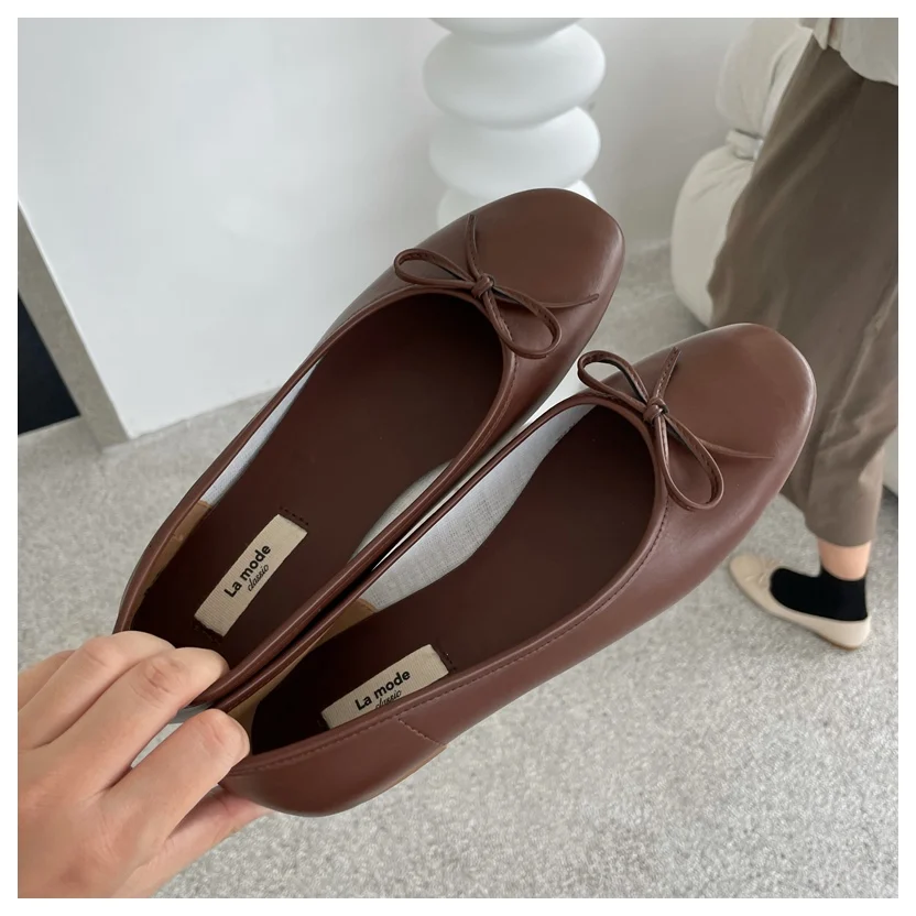 

Brown Ballerina Shoes Woman Casual Slip on Ballet Flats Round Toe Shallow Mouth Moccasin Ladies Cute Boat Dress Shoe Zapatos