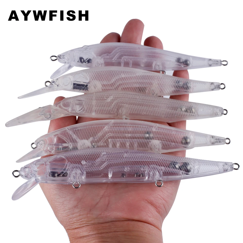 

AYWFISH 10PCS / Lot Floating Bass Perch Pike Artificial Hard Baits Set Unpainted Minnow Fishing Lures Blanks For Fish Tackle