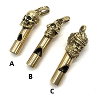 1pcs64mm brass skull whistle skeleton survival whistle edc outdoor tools punk first aid kit