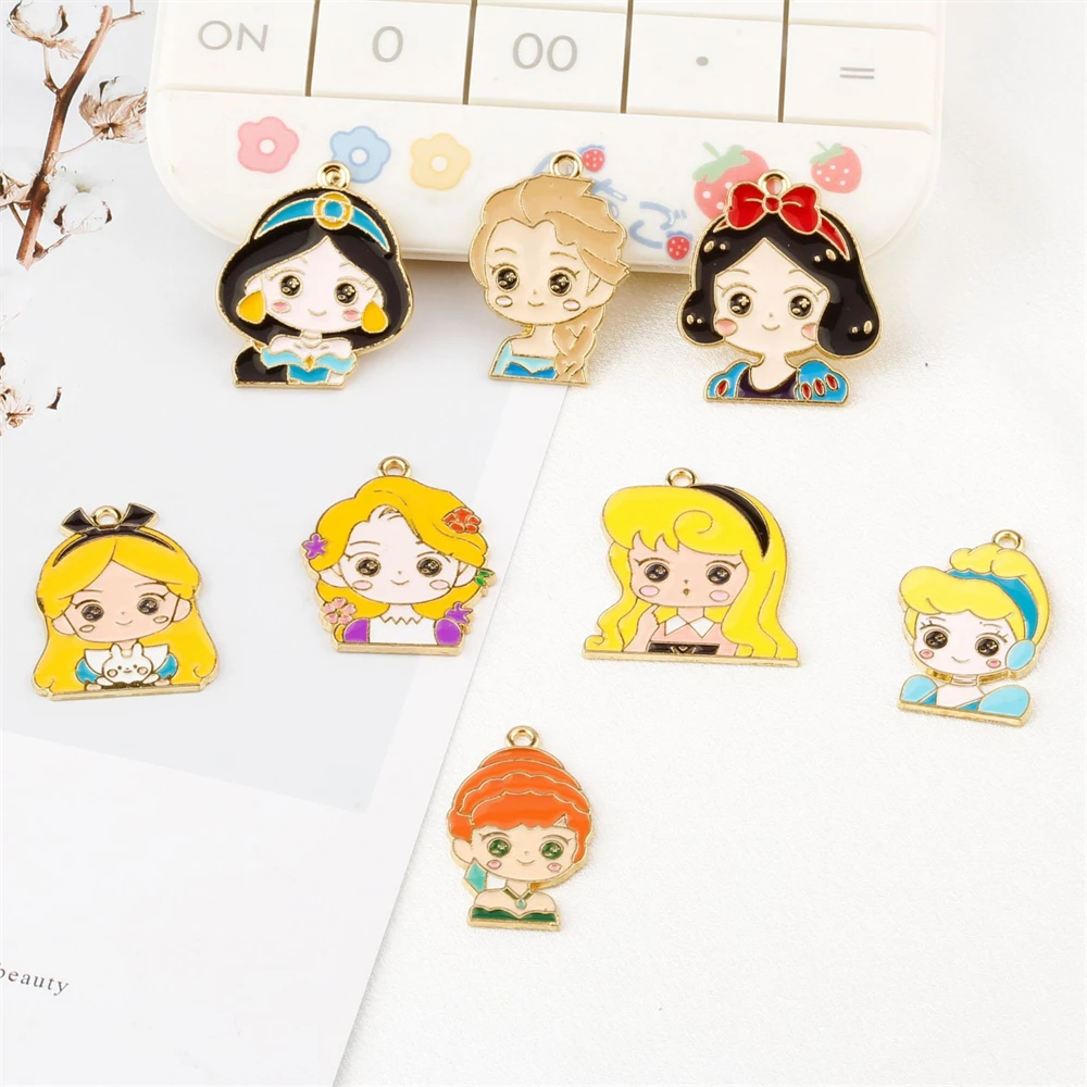 

New Disney Princess Alloy Oil Dripping Croc Charms Shoes Accessories DIY Lovely Princess Clogs Sandals Decorative Buckles