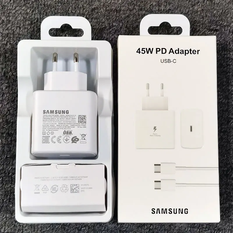 Samsung Z Flip Fold 6 5 4 3 2 45 Вт PD Зарядное устройство Супербыстрая зарядка Адаптер для Galaxy S25 S24 S23 S22 S21 S20 Note 20 Ultra 10 Plus