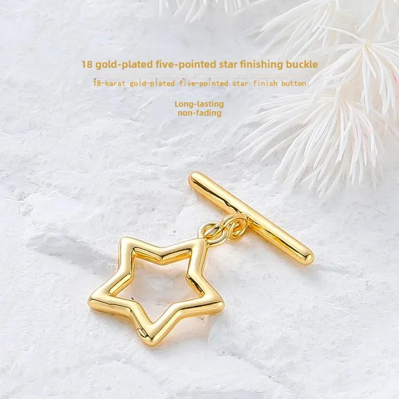 18K Gold Plated Smooth Star OT Buckle DIY Jewelry Accessories Bracelet Necklace End Connector Wholesale Handmade Craft Supplies