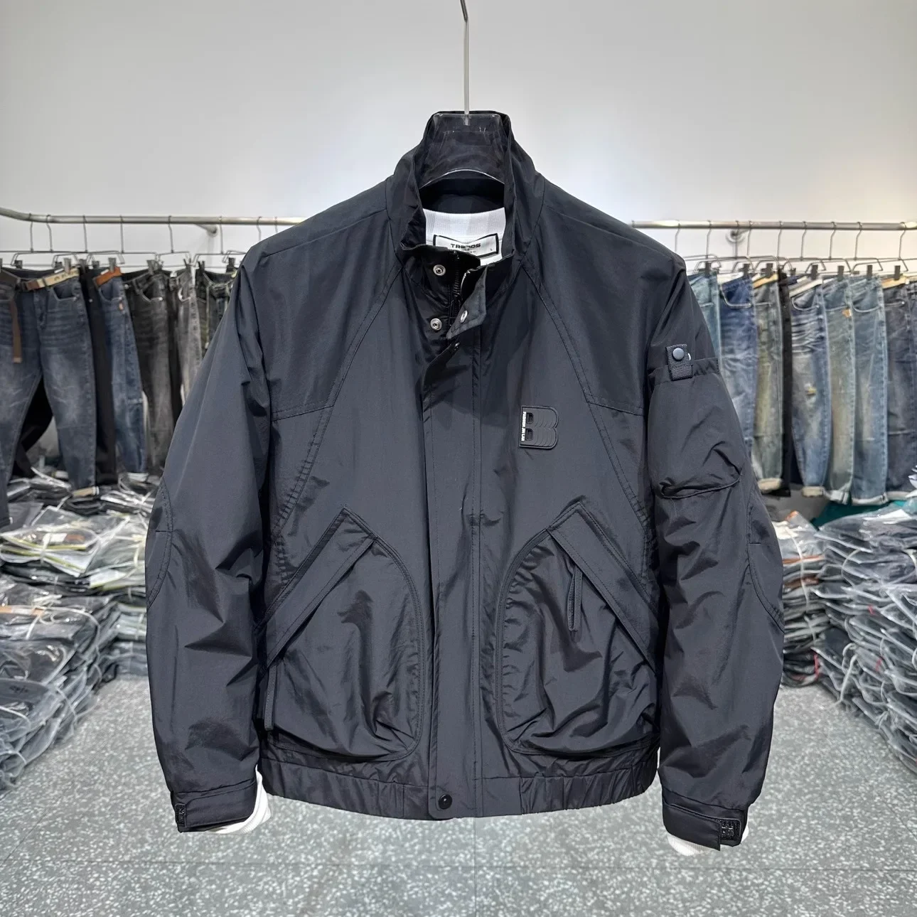 Trendy Brand Men's Work Jacket Spring Autumn Casual Fashion Stand Collar Top For Men 2024 New Style Loose Fit Border