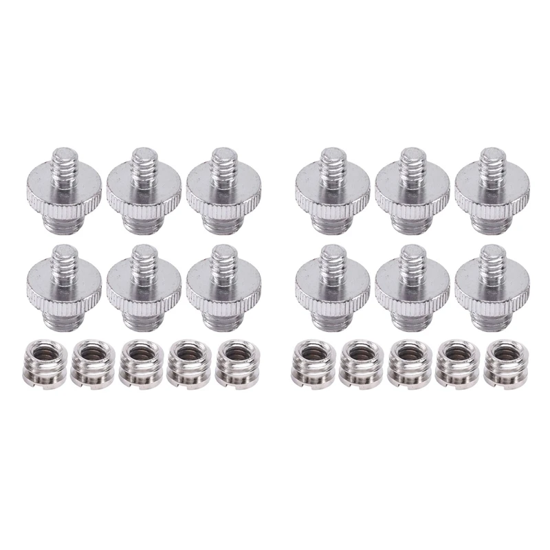 

Переходник с резьбовым винтом для камеры/штатива/монопода/шаровой головки светильник ительной стойки, 2 шт., 1/4 дюйма, 3/8 дюйма