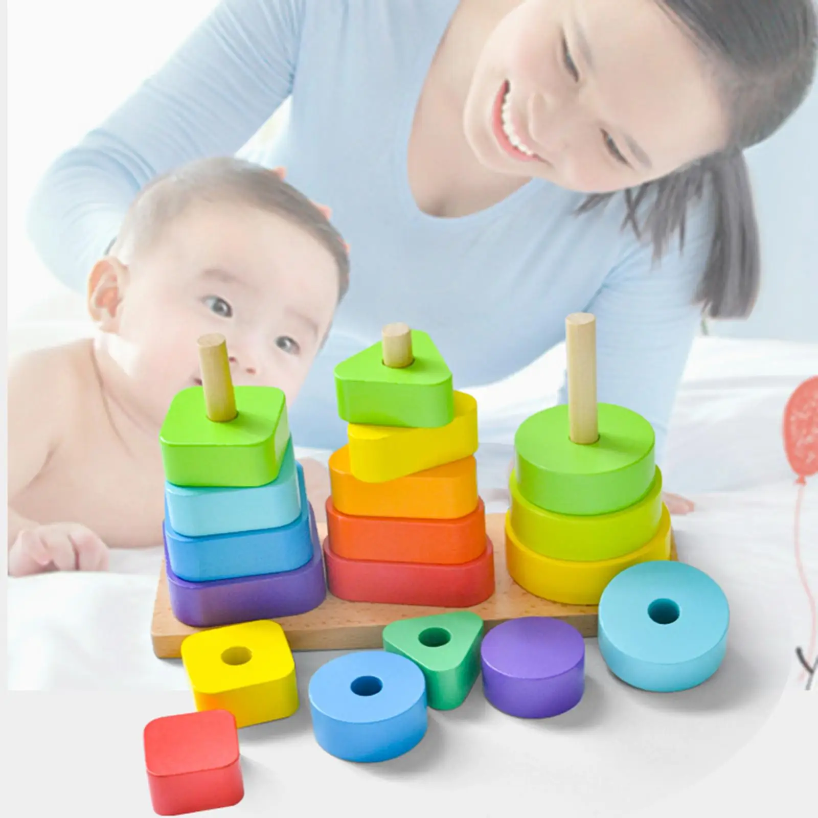 

Montessori Toy Play Educational Developing Toys Stacking Building Blocks