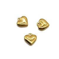 5pcs gold plated stainless steel solid heart pendant 14mm 16mm heart charms for diy necklace jewelry making findings crafts