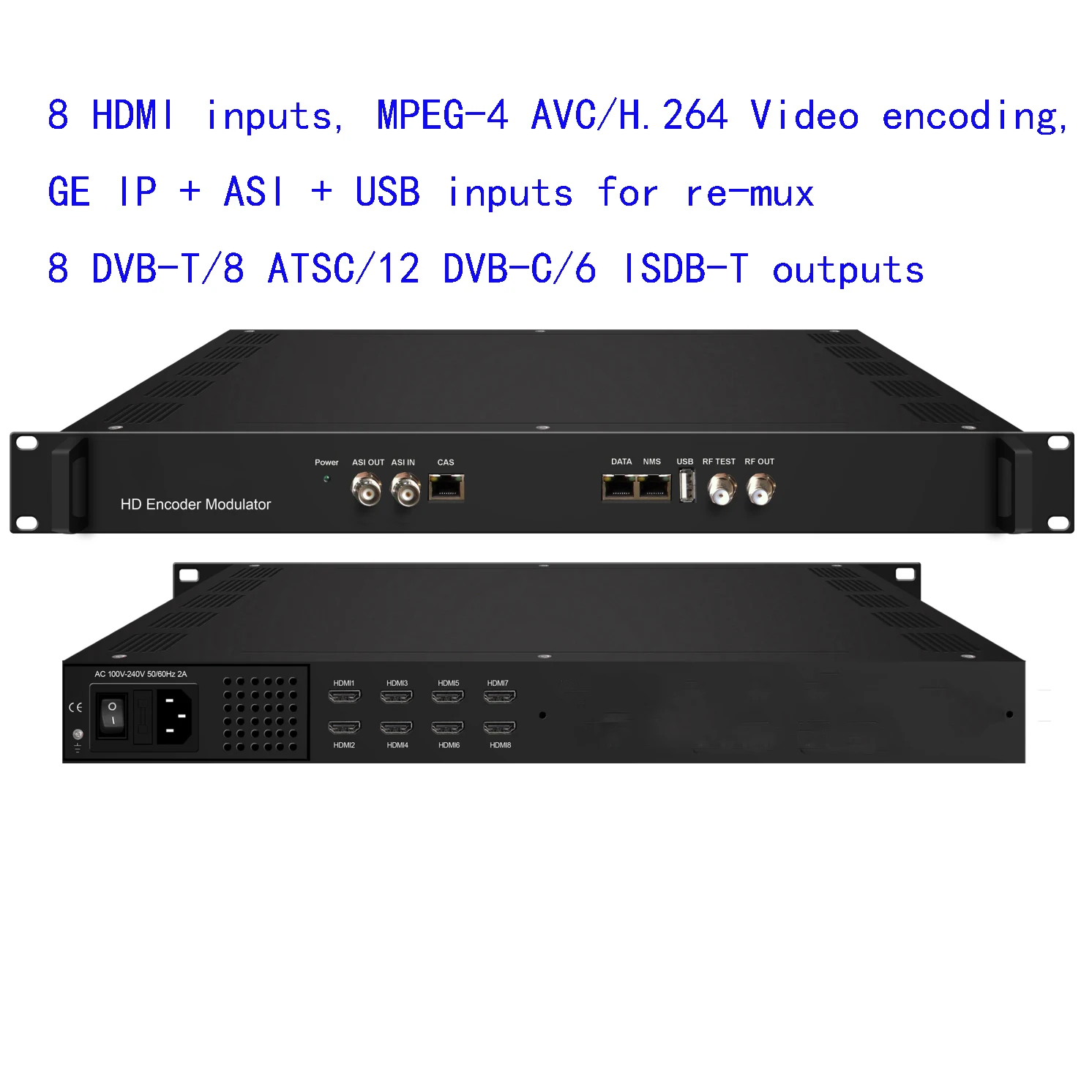 

NDS3536S 8 HDMI к фотомагнитам/DVB-T/ATSC/фотомагнитный модулятор кодировщика цифровой ТВ Headend QAM RF модулятор