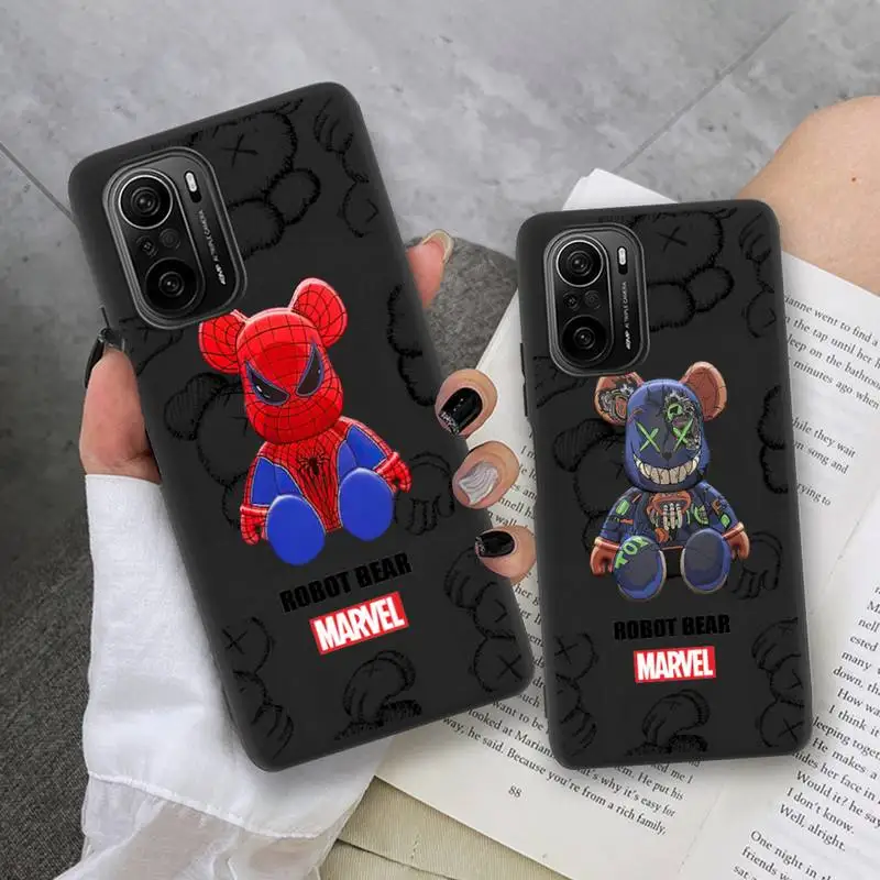 

Marvel Spider-Man Luxury New Cool Cartoon Bear Phone Case for Xiaomi Mi Note 11 10 9 8 11X Lite 9T CC9 POCO M3 X3 Pro SE