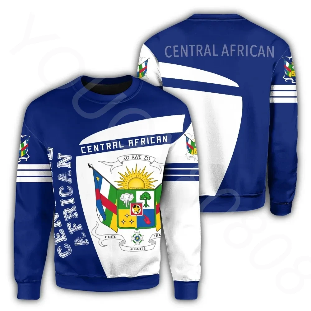 

African Region Men's Sweatshirt Autumn Winter Fashion Round Neck Pullover Print Central African Republic Sweatshirt Sports Top