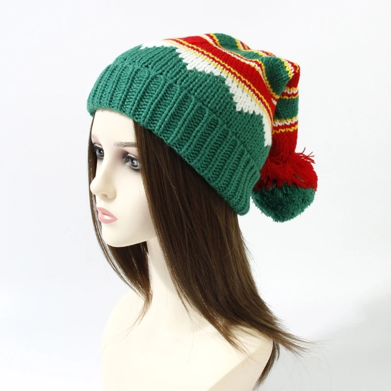 

Carnival Santa Claus Hat Parent-kids Beanie with Pompom Adult Warm Knitted Christmas Thicken Hats for Adult Kids Gift