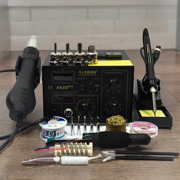 Высококачественная оригинальная паяльная станция SAIKE 852D++ 2в1 SMD паяльник с