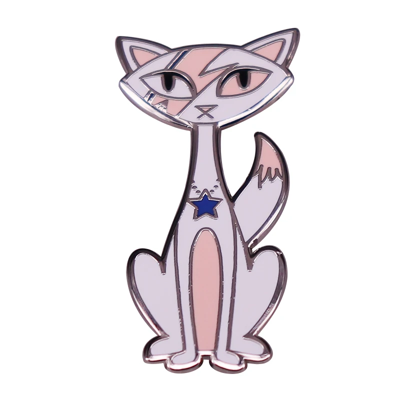 Эмалированная заколка в виде кошки Дэвида Боуи синяя звезда ожерелье значок Ziggy