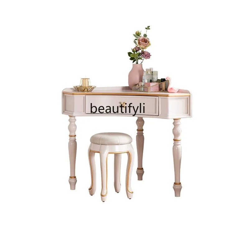 

GY American Light Luxury Bedroom Triangle Desk Dresser Makeup Table Small Corner Dresser
