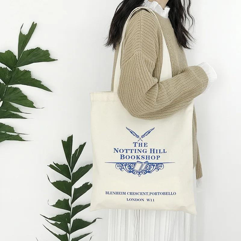 

1999 Women Canvas Shoulder Bag Notting Hill Bookshop Love Story Female Cotton Cloth Handbag Casual Tote Simple Eco Shopping Bags