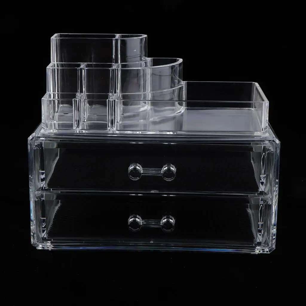 

Jewelry Cosmetic Storage Holder Rack 2 Piece Set Acrylic Makeup Organizer