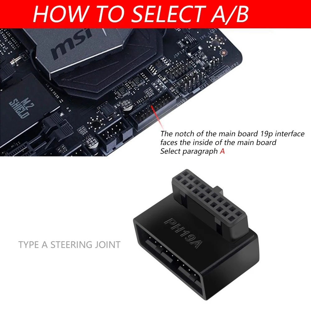 PH19B USB 3.0 Внутренний разъем USB3.0 19/20P Разъем 90-градусный адаптер-конвертер для