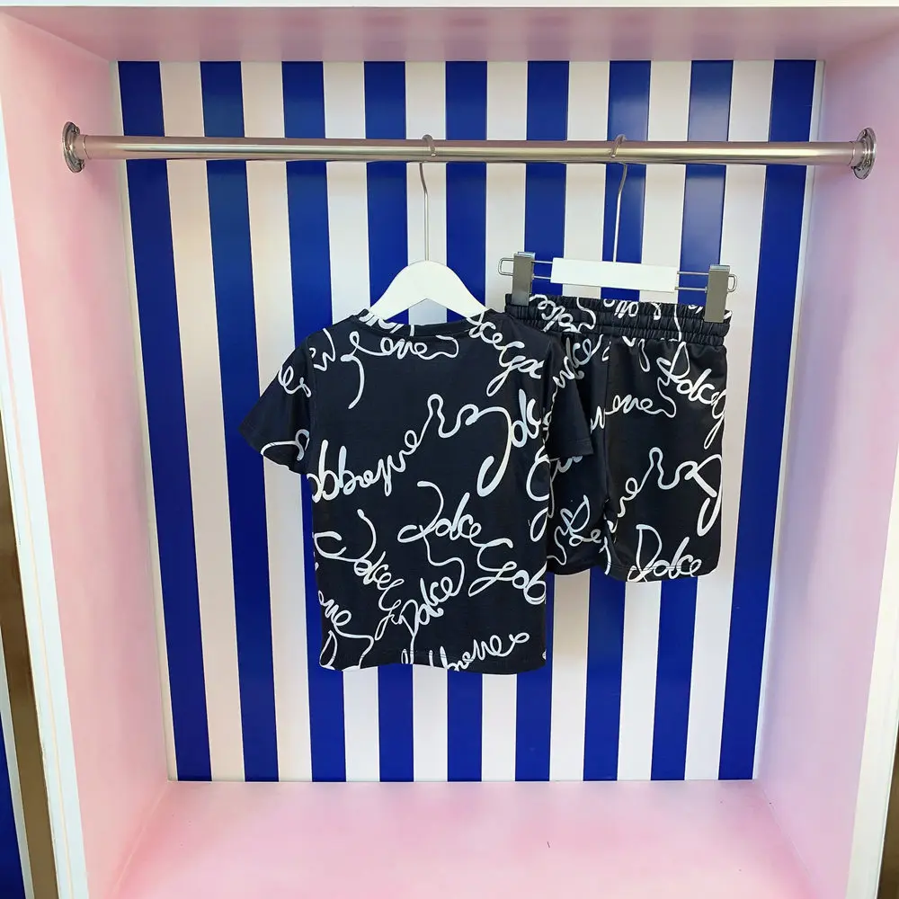 

Boys Summer Sets Clothing 2022 New Boutique Designer Kids Clothes Boys Outfits Cotton Letter Print T-Shirt Shorts Children Suit