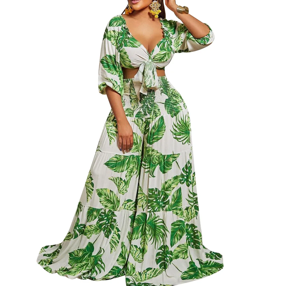 

African Suit African Clothes Women Summer African Women Polyester Printing Rose Red Green Blue Two Pieces Sets Top +Long Pant
