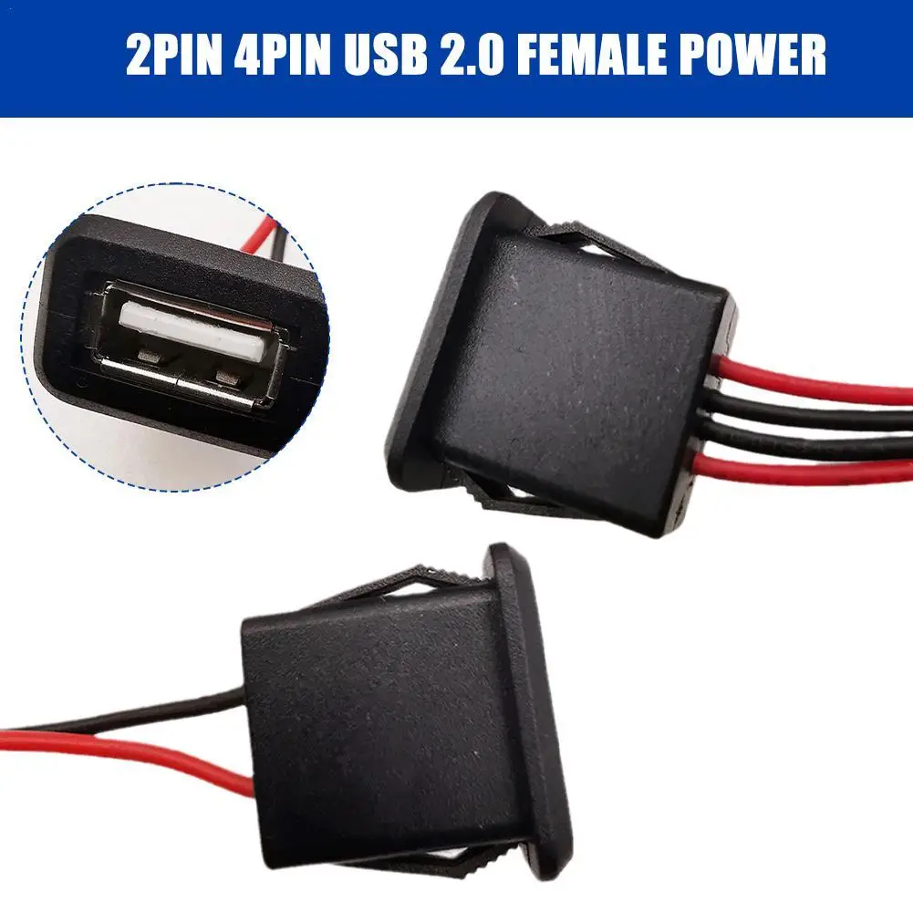 

2Pin 4Pin USB 2.0 Female Power Jack 2P 4P USB2.0 Charging Port Connector Data Interface With Cable USB Charger Socket