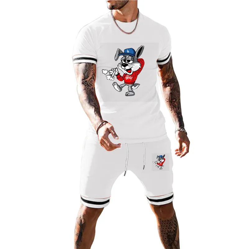 

Disney Cotton New Summer Oversized T-shirt Casual Men Beach Shorts Sets Streetwear Tracksuit Leisure Fashion Top Men T-shirts