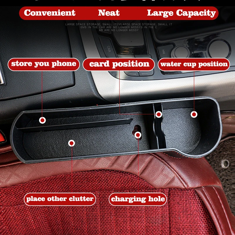 

For Dodge Charger Car Seat Gap Organizer PU Leather Car Storage Universal Car Front Seat Crevice Storage Box Car Accessories