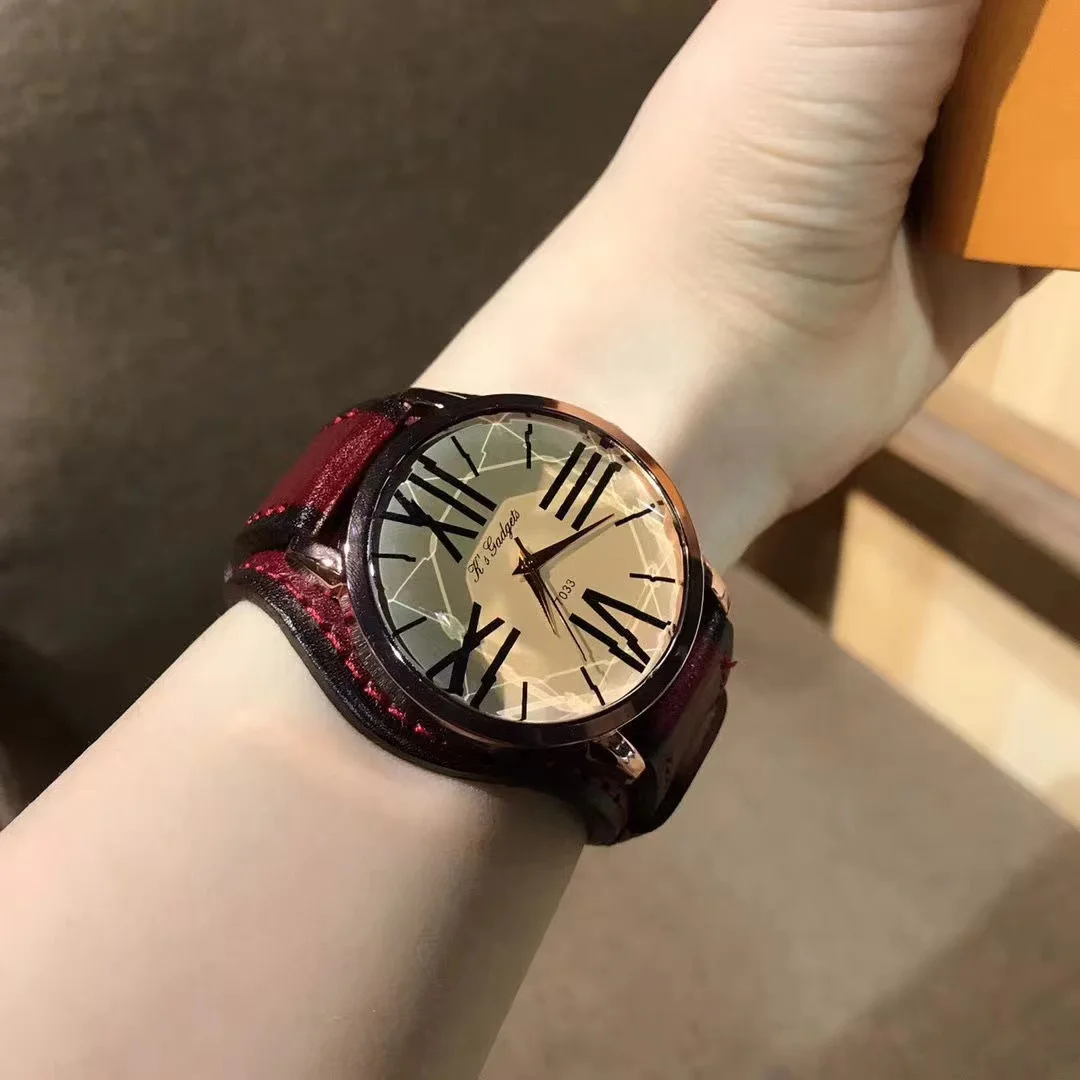 Genuine imported movement Europe and America fashion round women's watch women's leisure leather watch female high-grade simple