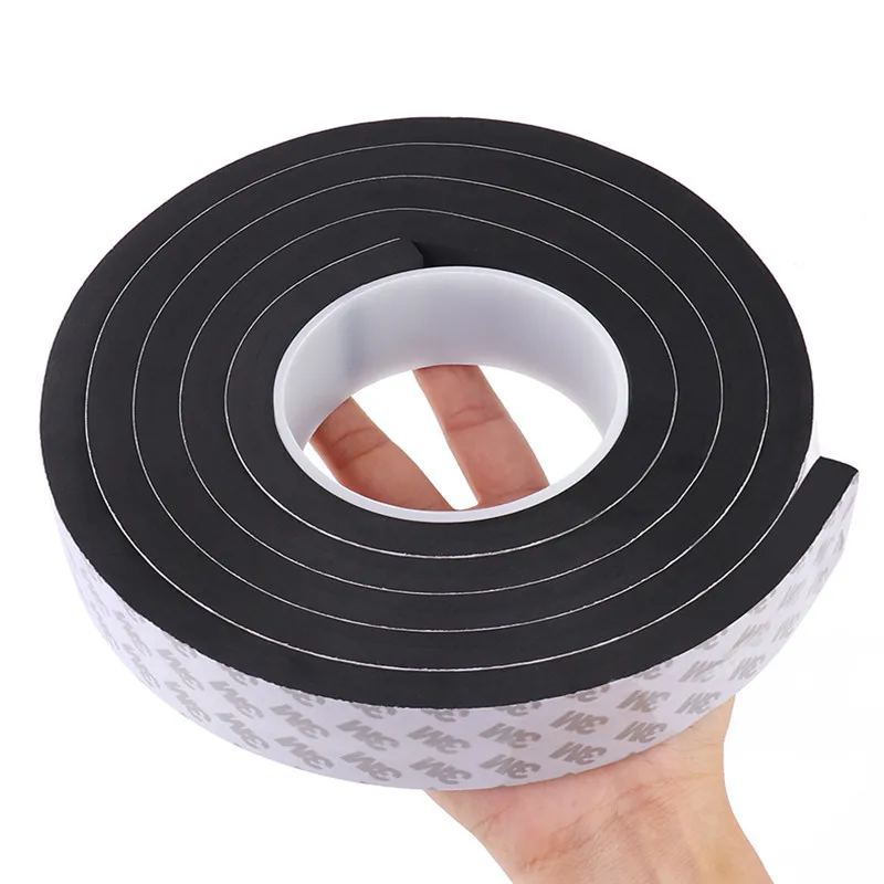 Черная односторонняя пенопластовая лента 5 метров самоклеящаяся уплотнительная