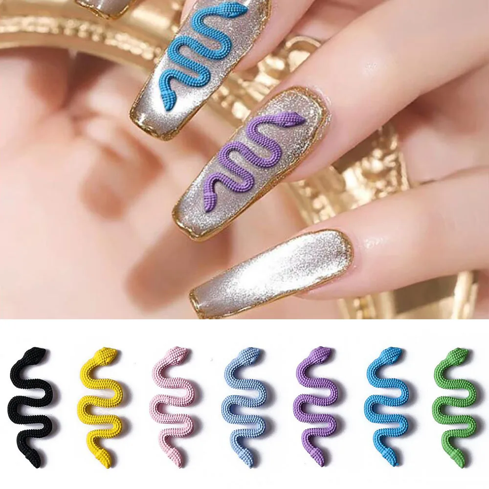 

10Pcs Exquisite Snake Nail Charms Glitter Luxury Rhinestones Nail Art Parts 3D Diamond Jewelry Gems Manicure Decoration 9*20mm