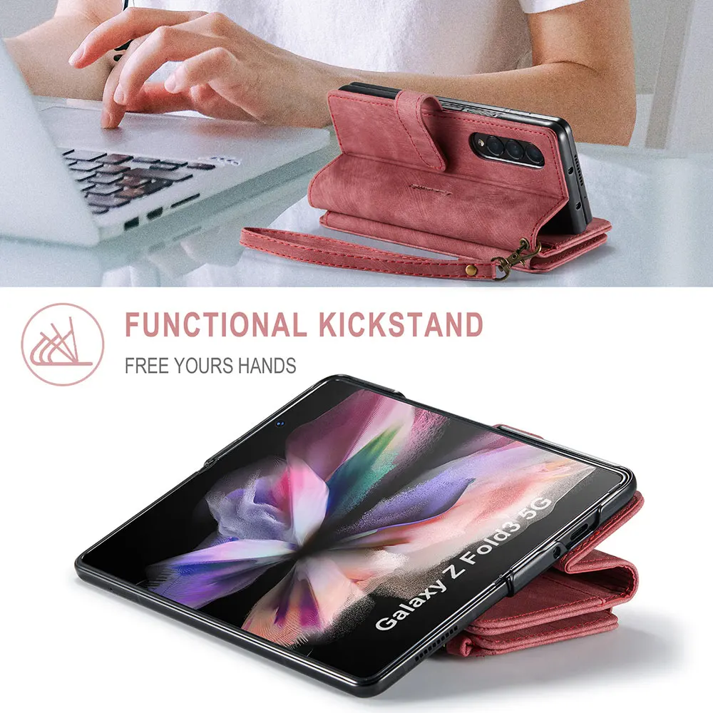 

CaseMe Retro Style Phone Case For Samsung Galaxy Z Fold 3 4 Galaxy S22 Ultra Magnetic Leather Card Slot Fall-proof Phone Case