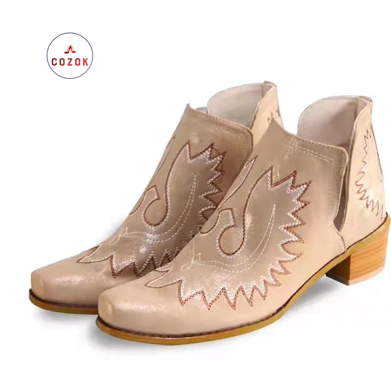 

Fashion Pointed Toe Ladies Sexy Shoes Designer Boots Low Heel Slip-on Short Boots Female 2022 Women's Boots Flowers Print Ankle